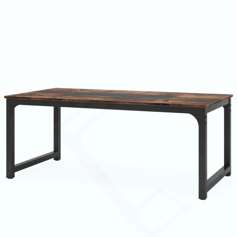 Industrial Dining Table For 6–8 People, Rustic Rectangular Kitchen & Dining Room Table With Heavy-Duty Metal Frame, Workstation Or Game Night