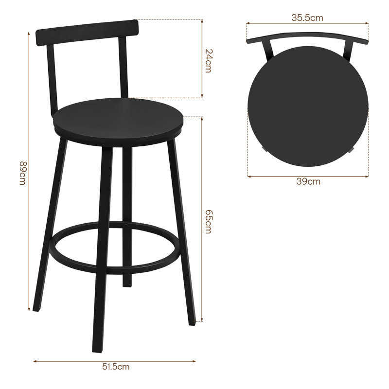 Bar Stools Set Of 4 Round Kitchen Stools With Backrest Metal Frame Footrest Counter Stool 150 Kg Load Capacity For Bar Kitchen Island Dining Room