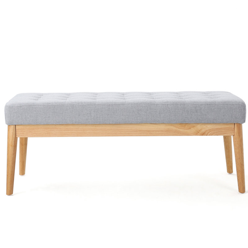 Siège gris avec pieds en bouleau massif au fini naturel pour chambre à coucher de style Mid-Century moderne, Gris clair