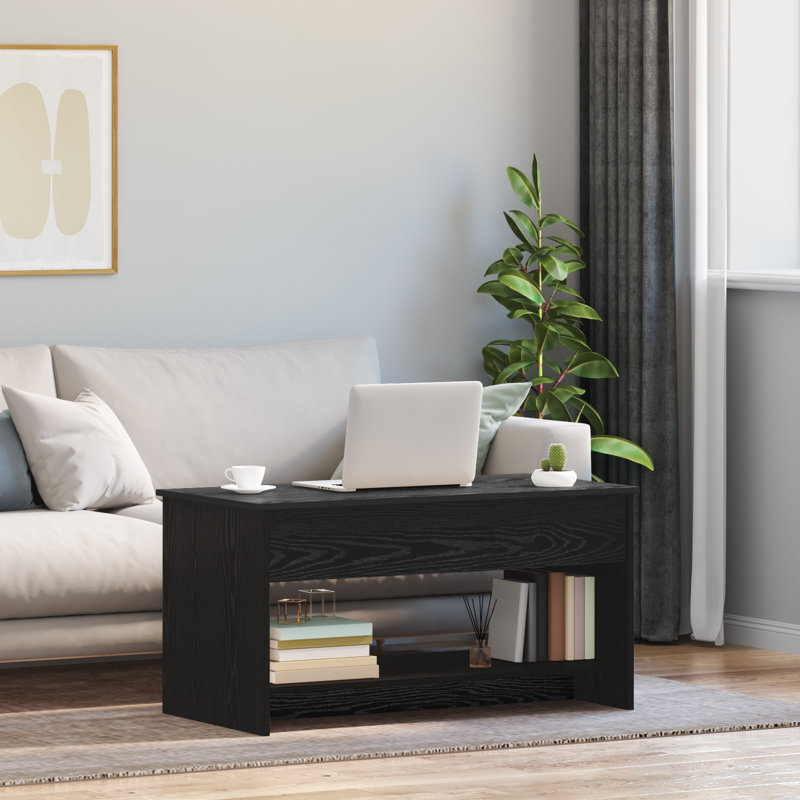 Coffee Table Engineered Wood Accent Living Room Modern Indoor Furniture, Black oak