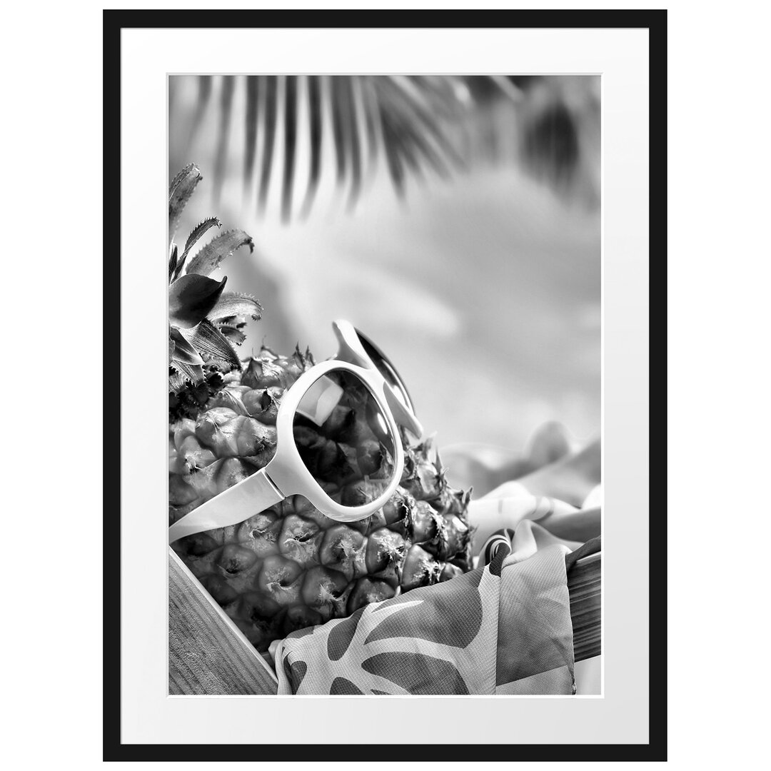 Gerahmtes Poster Ananas macht Urlaub