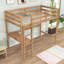 Lit mezzanine simple en bois avec bureau intégré et barrière de sécurité-114271824