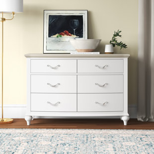 Dimas Solid Wood 129.2cm W 6 - Drawer Chest of Drawers