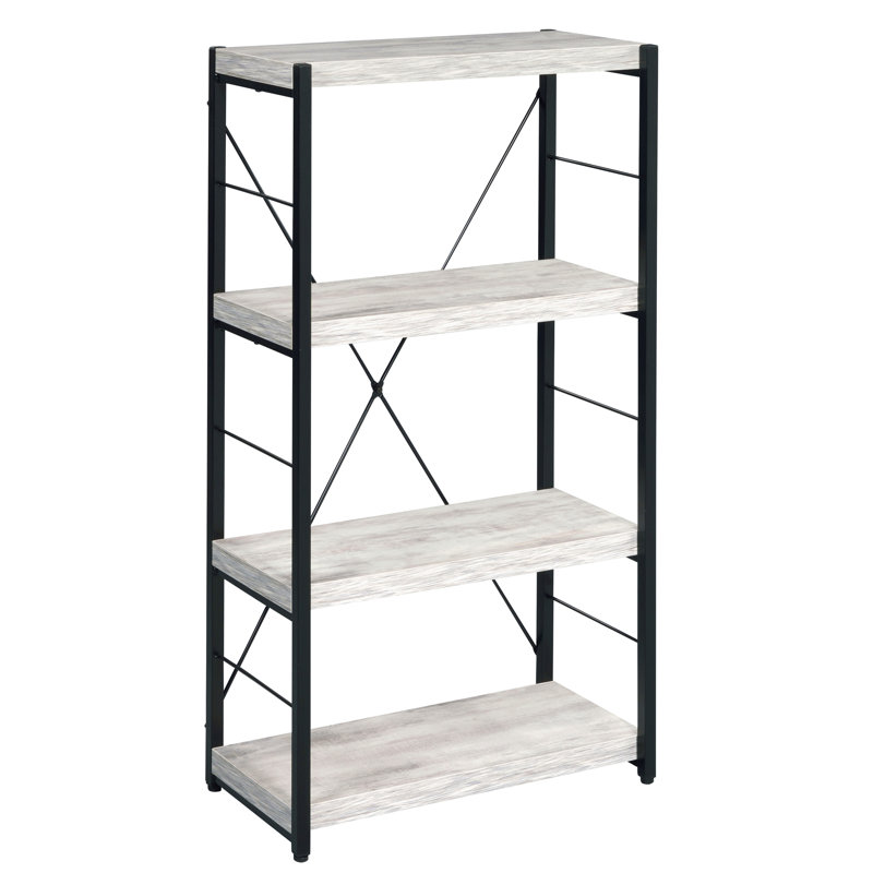 Antique White And Black 3-Shelf Bookcase