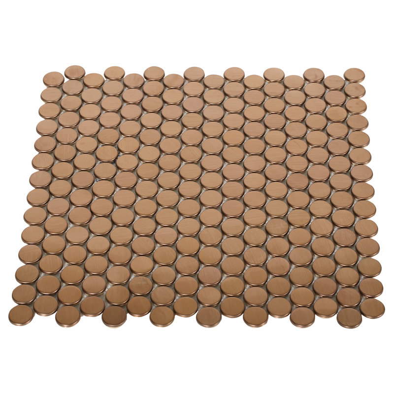 Carreau de mosaïque mural rond en acier inoxydable 0,75 po x 0,75 po, Cuivre brossé