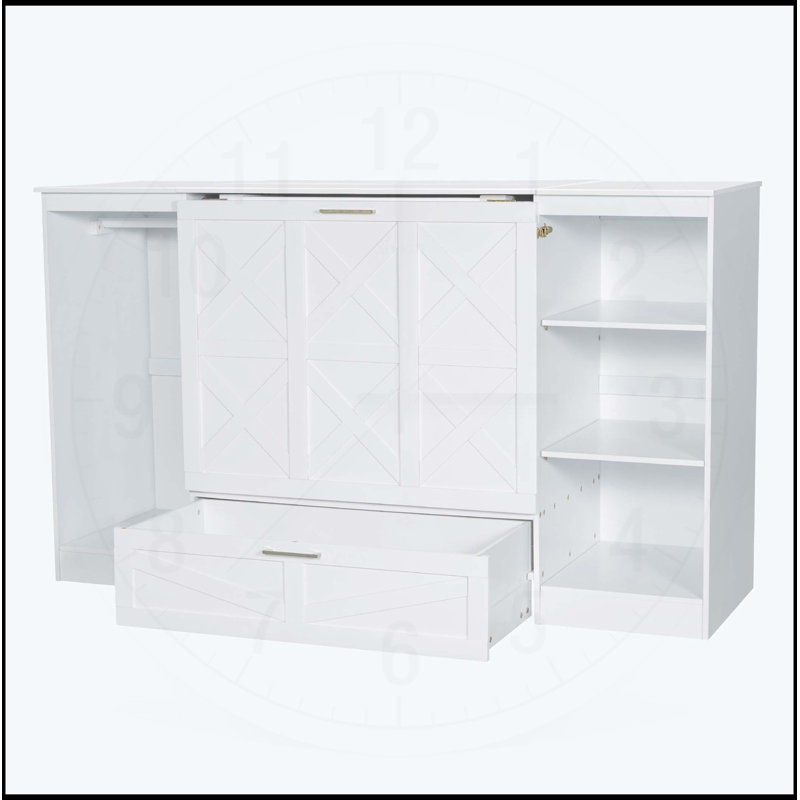 Lit escamotable simple avec tablettes de chevet et garde-robe