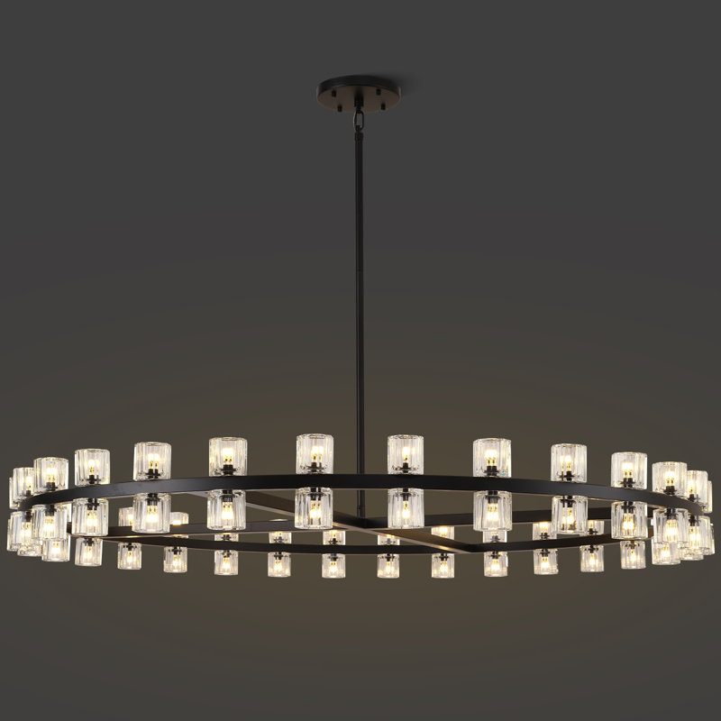 Lustre 60 lumières en cristal 60 lumières, Noir mat