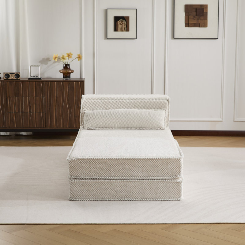 Canapé pour canapé d'intérieur à une place avec 1 repose-pieds, White Fabric, White