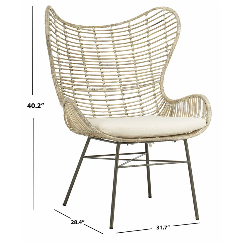 Fauteuil à oreilles en rotin Kailin
