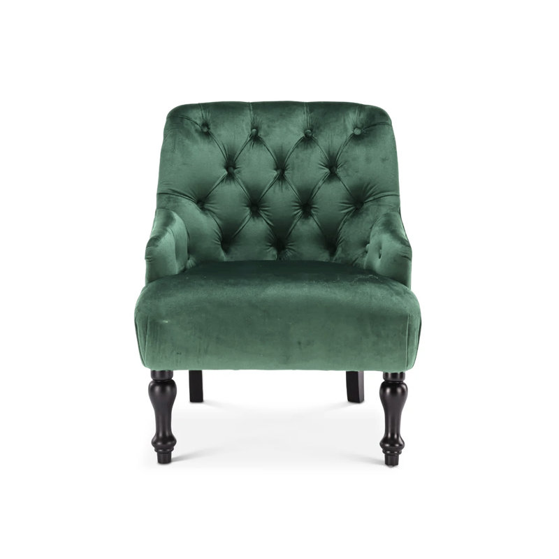 Edgeley Velvet Tufted Armchair, Green