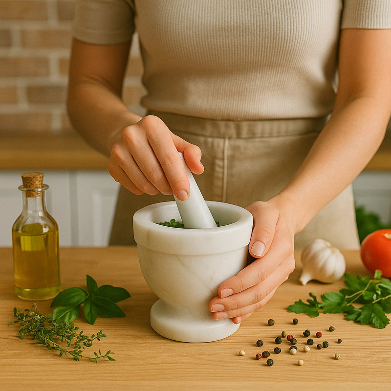 Marble Mortar And Pestle Set