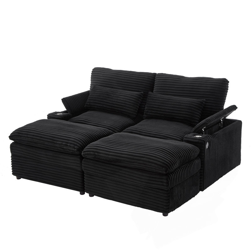 Canapé modulaire, Velours côtelé noir