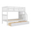 Twin-Over-Twin Bunk Bed With Steps & Three Drawers For Storage, Hardwood Stairway Style Bunk Bed-1080587190