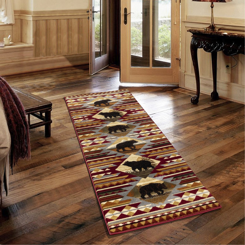 2ft X 3ft Lodge Rug, Red Polypropylene, Stain And Tarnish Area Carpet, 3ft, Noise Reducing