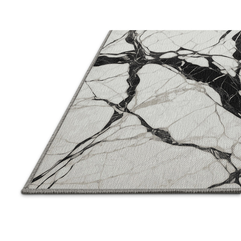 Machine Washable Gray Area Rug, Rectangle 3' x 5'
