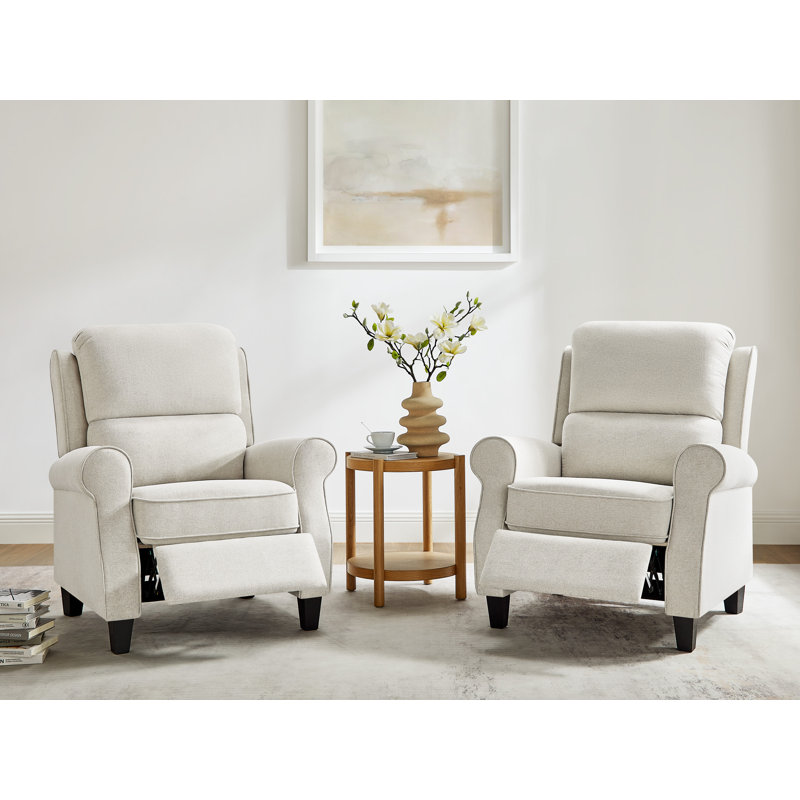 34.6’’ Upholstered Push Back Recliner Chair (Set Of 2), Beige