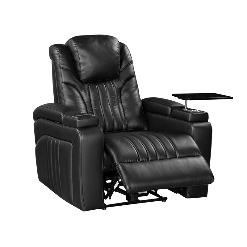 Power Recliner Home Theatre with Power Adjustable Headrest, Wireless Charging Device, Usb Port, Black