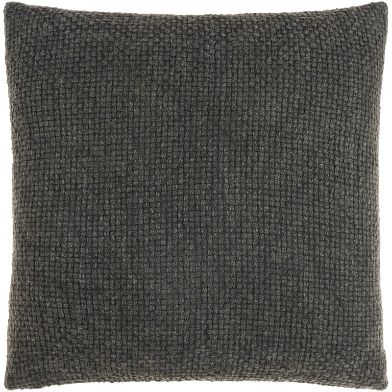 Oreiller carré 100% coton Clovis, Beige, 18" x 18", Housse de coussin seulement - sans insert