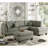 Reversible Polyfiber Sectional Sofa With Ottoman, Grey