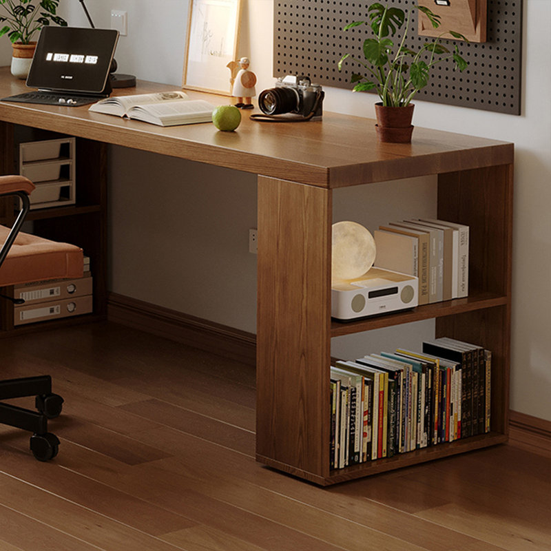 Bureau rectangulaire en bois massif brun noisette, H 29,53 po x l 62,99 po x P 23,62 po
