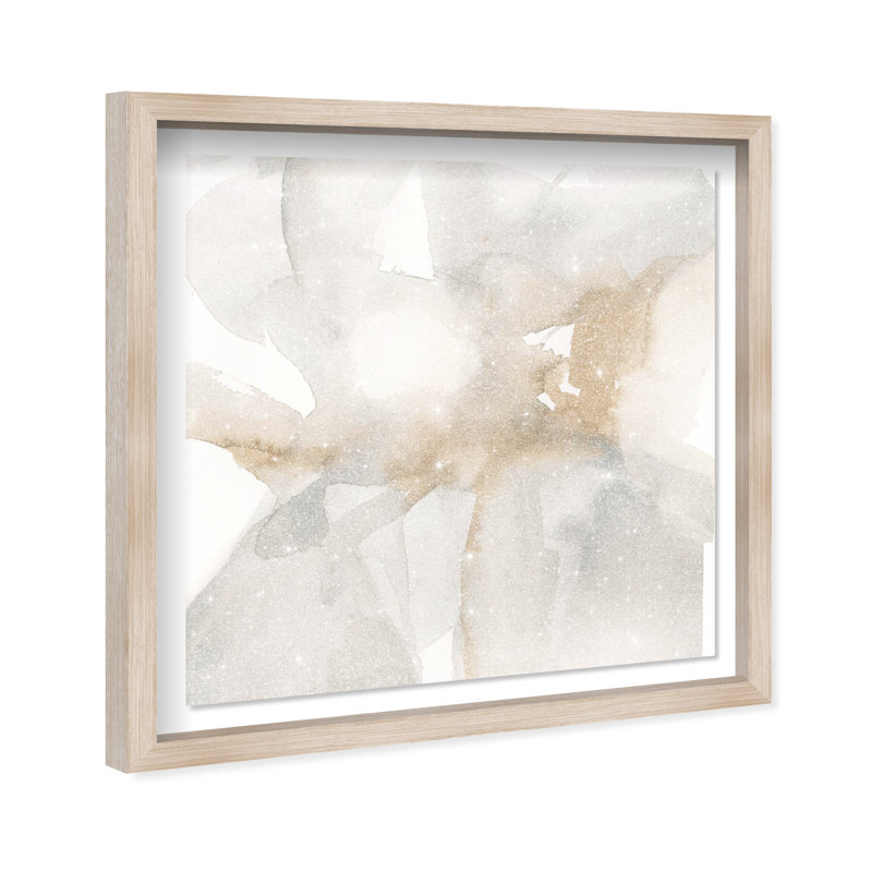 Neutral Flow II Shadowbox Abstract Print by Oliver Gal, Black Frame, 12 x 12, 25.5"H x 25.5"W, Natural Oak Frame