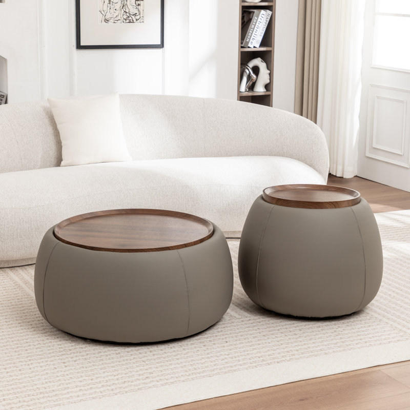 Ensemble de tables basses rembourrées Pietsch, Gris foncé