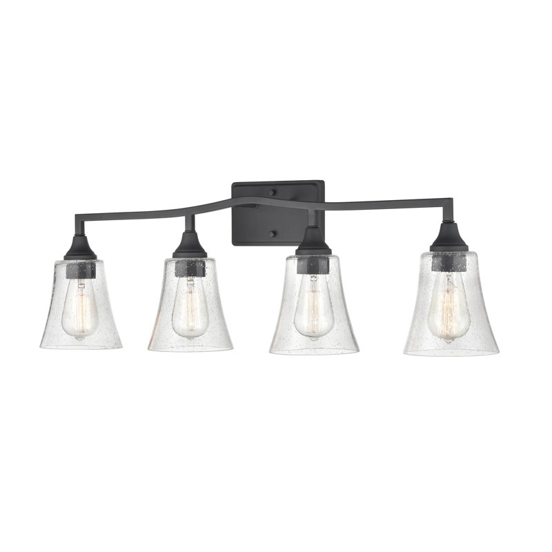 Luminaire à 4 lumières 32,5 po Abramowski Éclairage pour meuble-lavabo noir mat