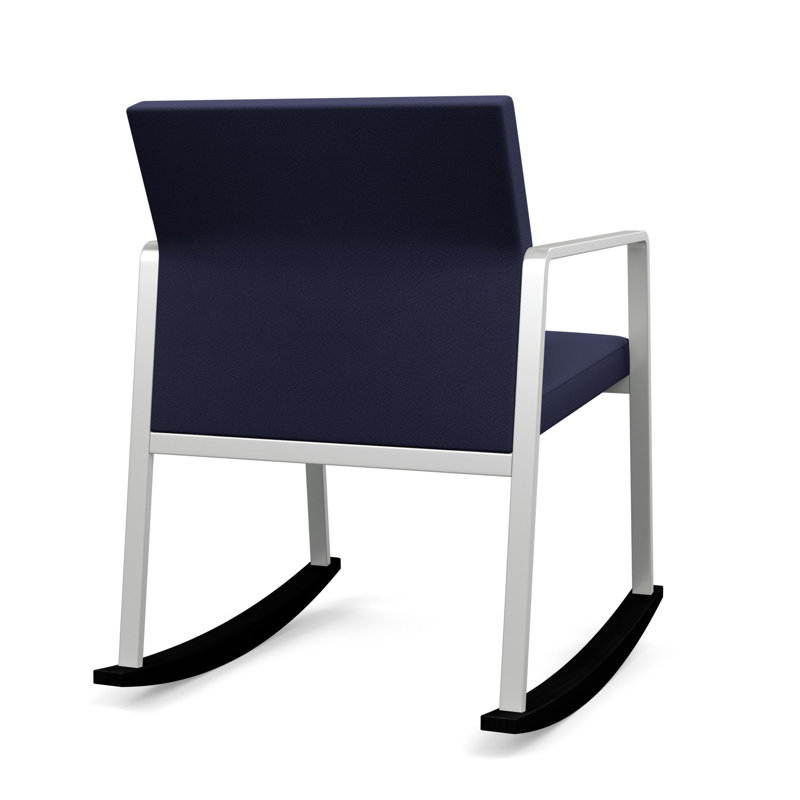 Chaise berçante Gansett, Argent, Portes ouvertes en tissu bleu marine