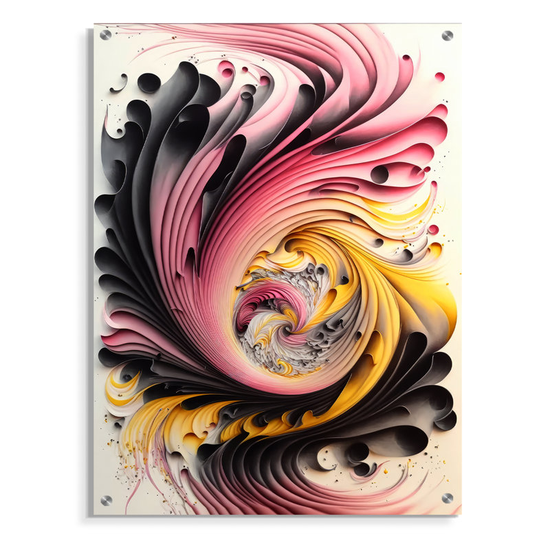 Peinture multicolore tourbillon I - Spirales abstraites, art mural moderne, H 20 po x l 12 po