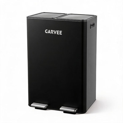 60L Dual Compartment Pedal Trash Can, Matte Black