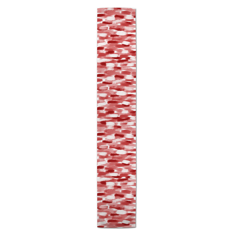 Maribeth Geometric Table Runner, 90" x 16", Red, Abstract