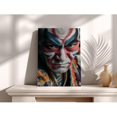 Portrait de l'acteur kabaki, art dramatique japonais, impression de maquillage intense, décoration murale traditionnelle pour la maison