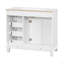 Meuble-lavabo de 36 po avec lavabo, meuble-lavabo avec tiroir rabattable, 3 tiroirs, 2 portes à fermeture en douceur, bois massif et panneau de fibres à densité moyenne, quincaillerie noire élégante-1202218277
