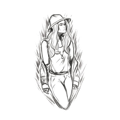 Fashion Girl Sketch - Drawing Print Print