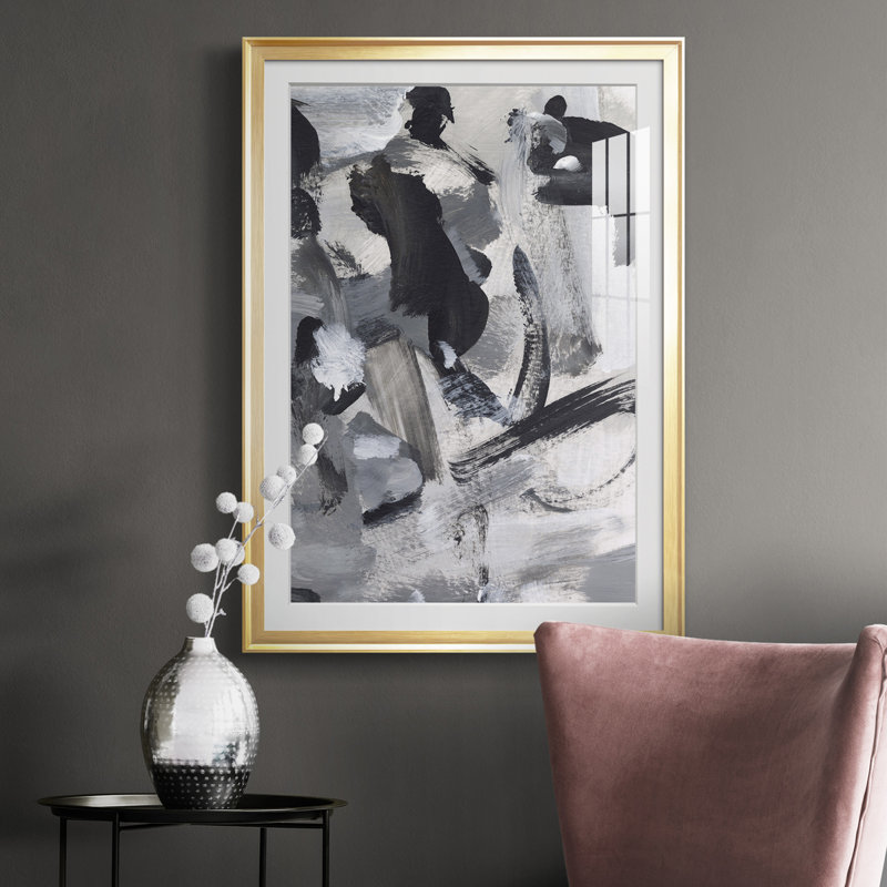«Black & White Mix IV» - reproduction de cadre photo, H 36,5 po x l 26,5 po x P 1 po, Cadre doré