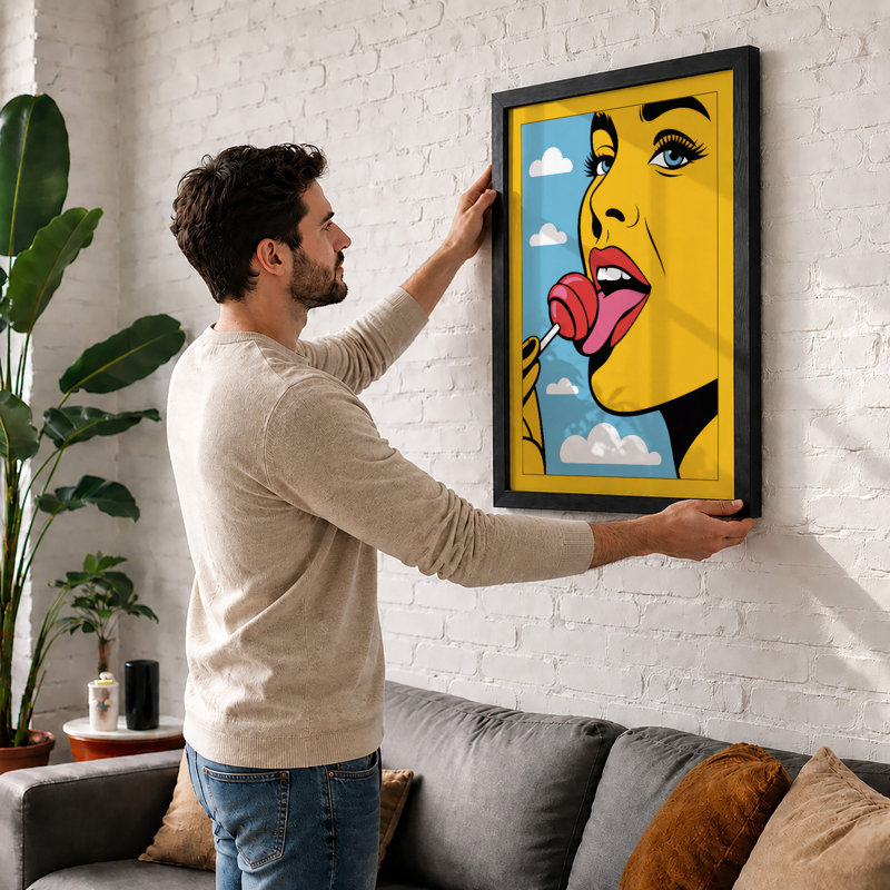 Playful Lollipop Pop Art - Print, Black, A4 - 29.7 x 21.0 cm