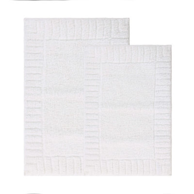 Inaya Modern Striped Plush Tufted Shag Machine Washable 2 Piece Bathroom Rug Set