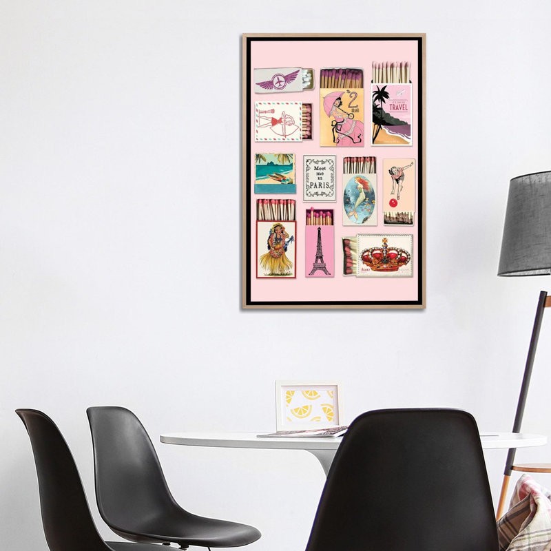 Matchbook Travel 1 Piece Wall Art on Canvas, 101.6 cm H x 66.04 cm W x 4.445 cm D, Natural Wood
