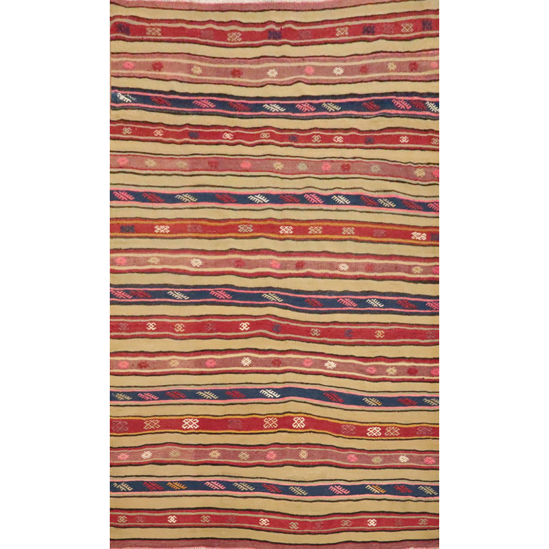 Tapis rayé en laine 6 x 8