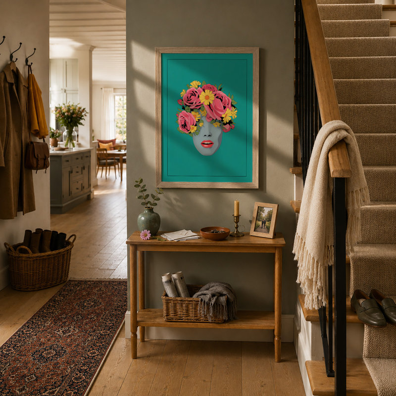 Floral Crown Modern - Print, A1 - 84.1 x 59.4 cm, Oak