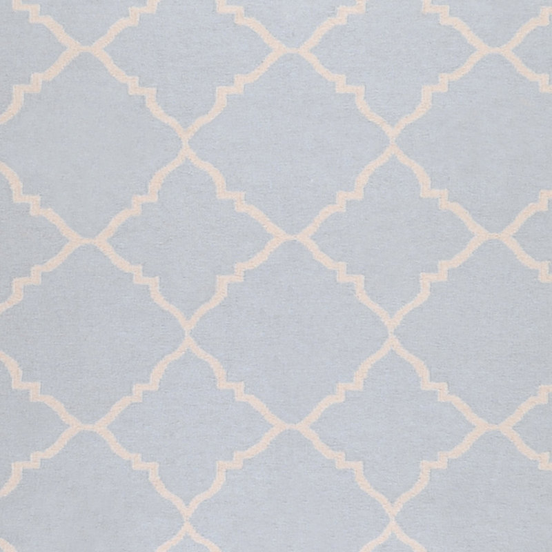 Tapis bleu ciel light handwoven à tissage plat Kramer, Rectangle 2 pi x 3 pi