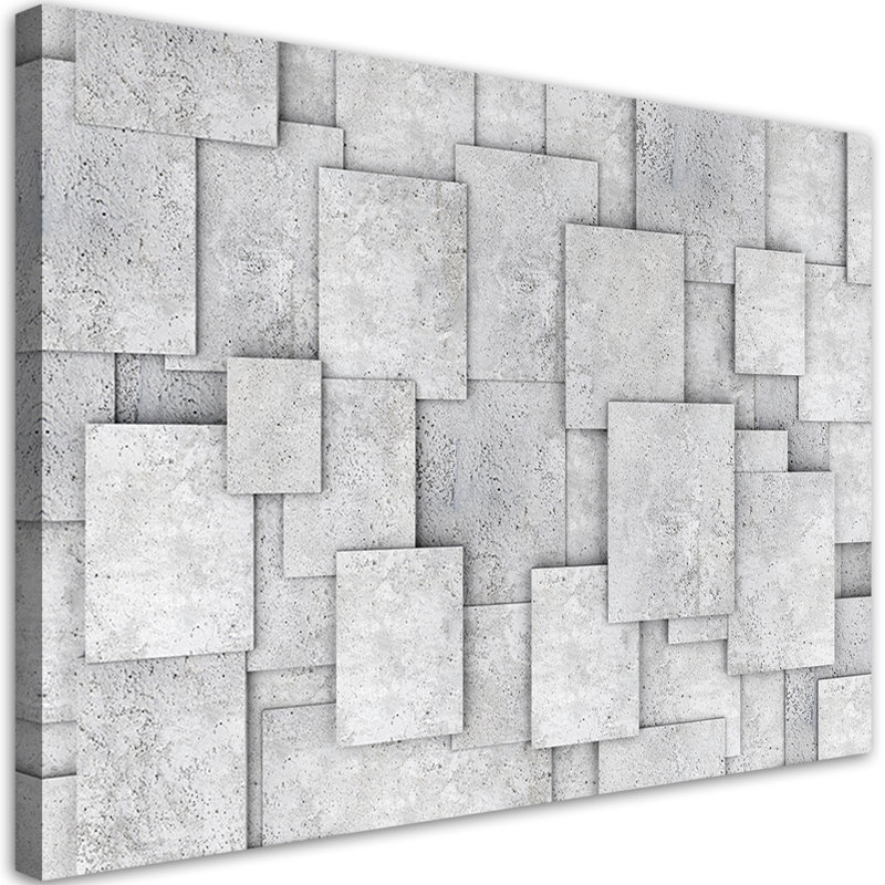 Abstract 3D Geometric Concrete - No Frame Print on Canvas, 60cm H x 90cm W