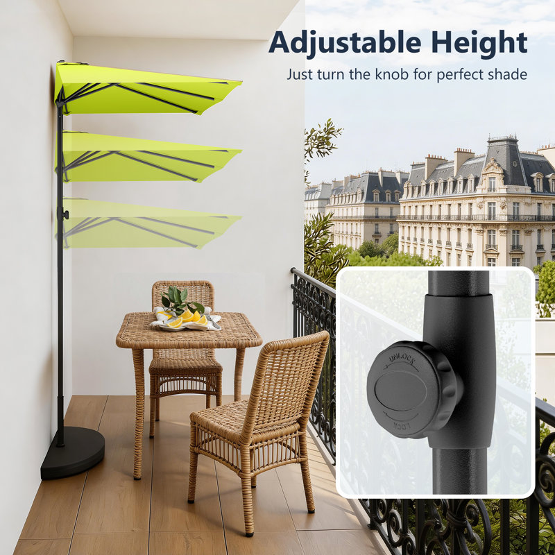 250cm Balcony Parasol, Green