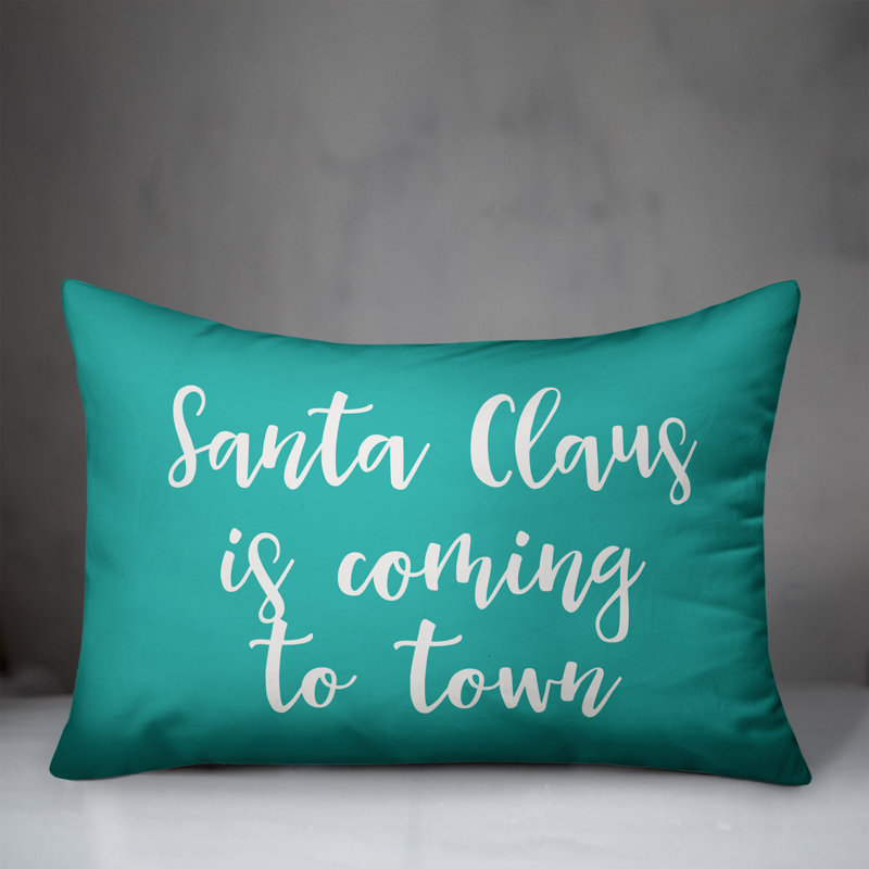  Coussin lombaire Santa Claus is Coming to Town, Bleu sarcelle