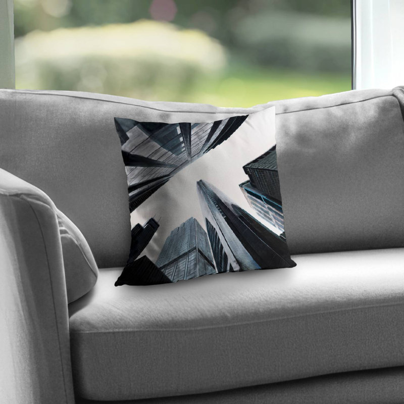 Perspective view of skyscraper - Contemporary throw pillow
