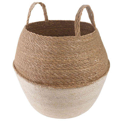 Plant Pot with Handles 100% Seagrass Woven Planter Cylindrical Holder