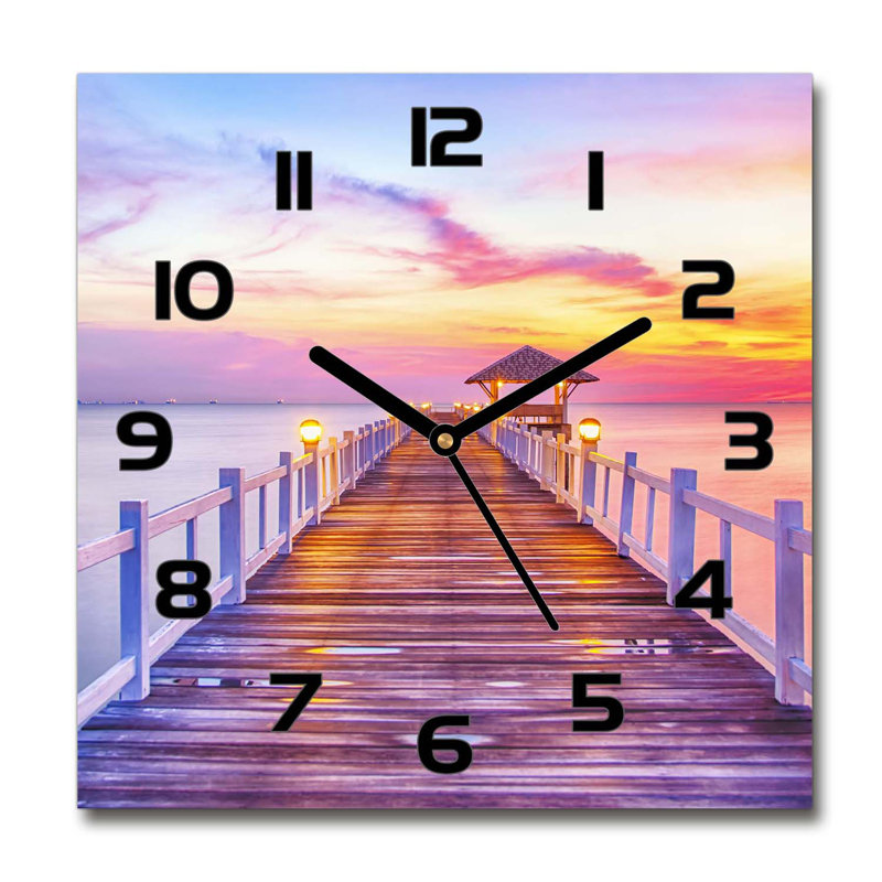 Inacio Glass Wall Clock, Black/Purple
