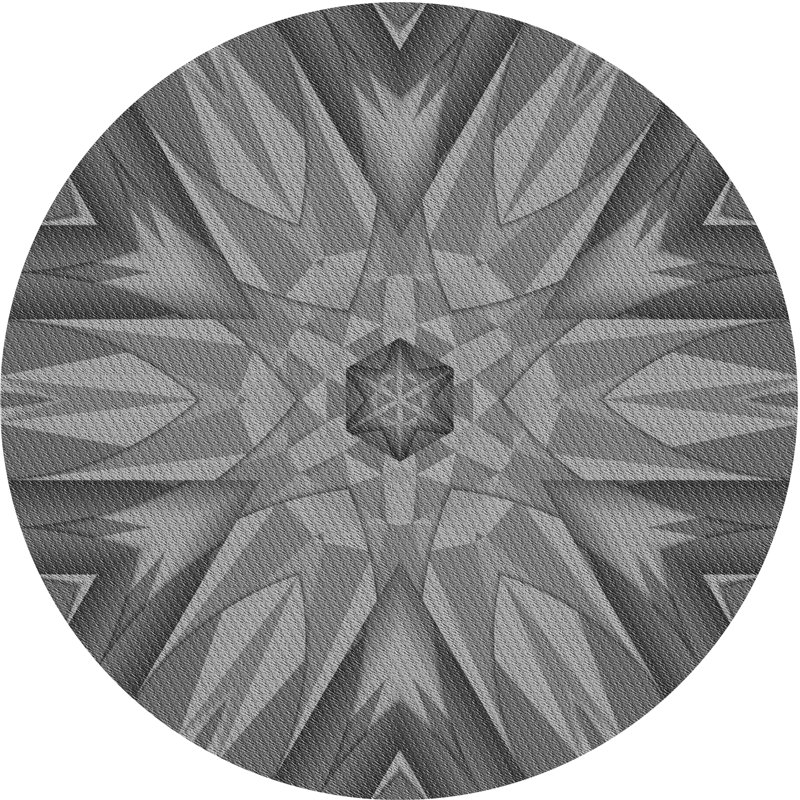 Tapis noir en laine et polyester tissé à la machine, Rond 8 pi