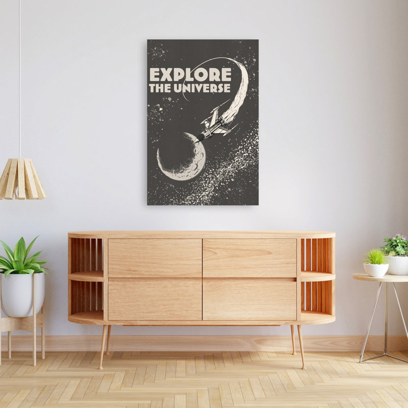 «Explore the Universe», rétro, paysage abstrait, reproduction d'art murale, 48" H x 32" W