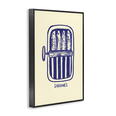 Illustration de sardines en conserve, estampe numérique, design par Florentina Dolci
